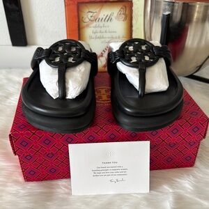 New Tory Burch Miller Cloud Puff Sandal Perfect Black Size 7.5